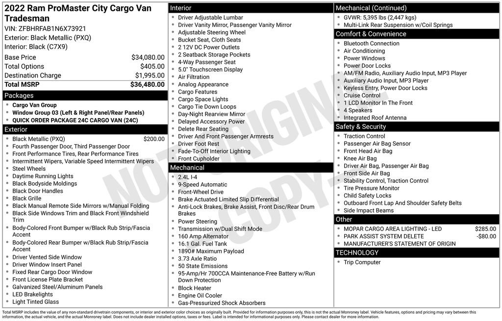 2022 RAM ProMaster City Tradesman