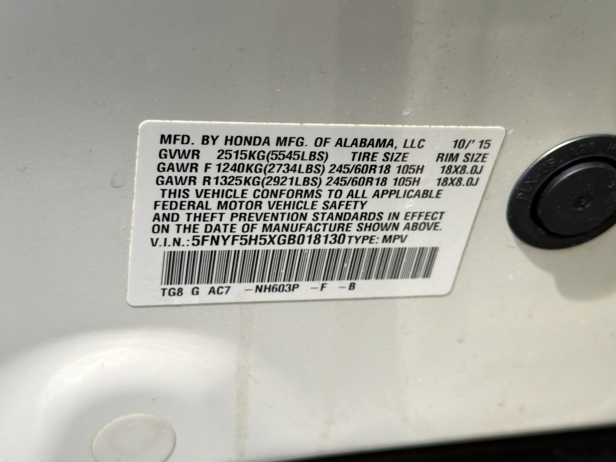 2016 Honda Pilot EX-L