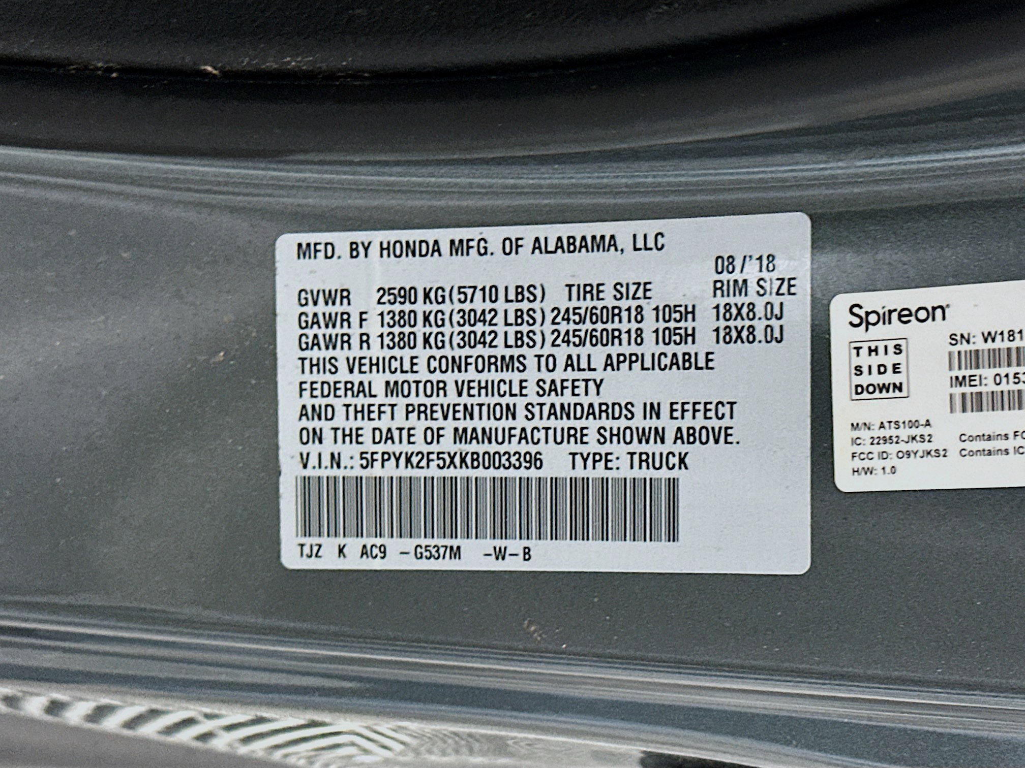 2019 Honda Ridgeline RTL