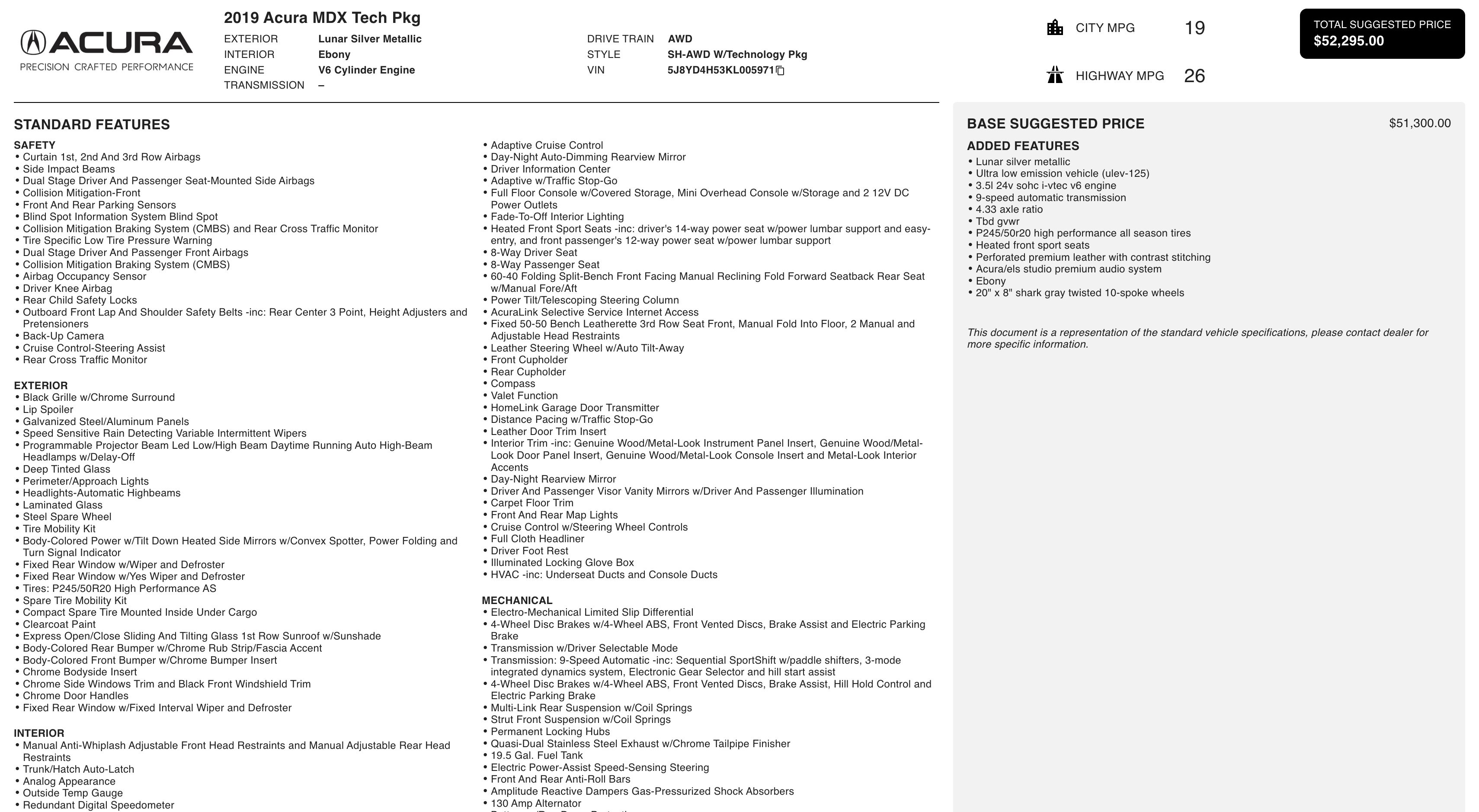 2019 Acura MDX SH-AWD w/ Technology Package