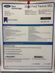 Used 2018 Ford Taurus SEL w/ Equipment Group 201A image 1