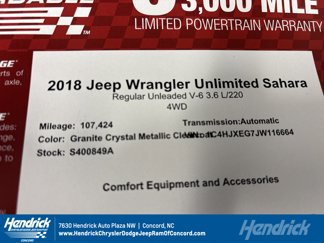 Used 2018 Jeep Wrangler Unlimited Sahara image 1