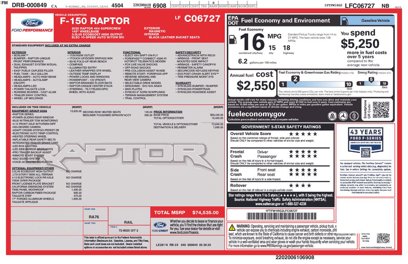 Used 2020 Ford F150 Raptor w/ Equipment Group 802A Luxury