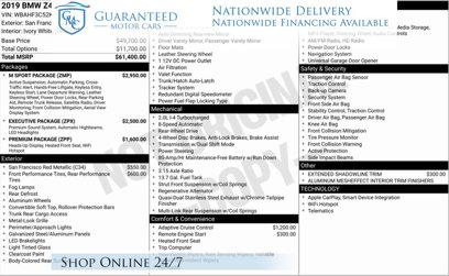 Used 2019 BMW Z4 sDrive30i w/ M Sport Package