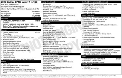 New 2025 Cadillac Optiq Luxury 1 w/ LPO, Floor Liner Package