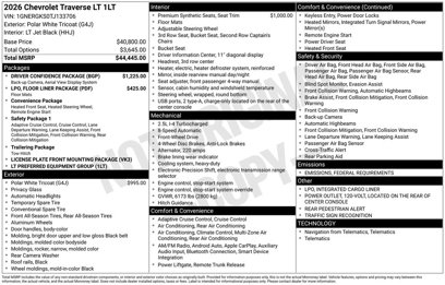 New 2026 Chevrolet Traverse LT w/ Driver Confidence Package