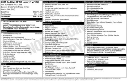 New 2025 Cadillac Optiq Luxury 1 w/ LPO, Floor Liner Package