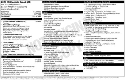 Certified 2024 GMC Acadia Denali w/ LPO, Floor Liner Package