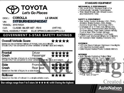 Used 2016 Toyota Corolla LE