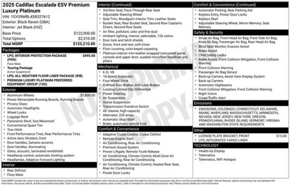 New 2025 Cadillac Escalade ESV Premium Luxury Platinum
