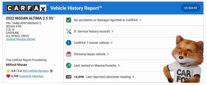 Certified 2022 Nissan Altima 2.5 SV