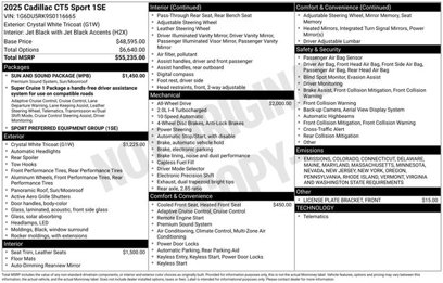 New 2025 Cadillac CT5 Sport w/ Sun And Sound Package