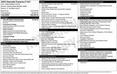 Used 2025 Chevrolet Traverse LT w/ Sun and Wheel Package