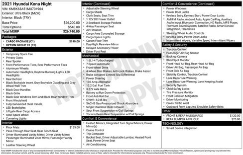 Used 2021 Hyundai Kona Night w/ Cargo Package image 38