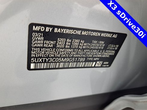 Used 2021 BMW X3 sDrive30i w/ Convenience Package image 20