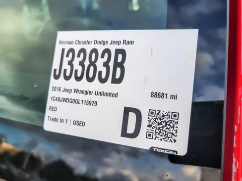 Certified 2016 Jeep Wrangler Unlimited Sport image 25