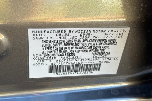New 2025 Nissan Versa SV w/ Trunk Package image 33