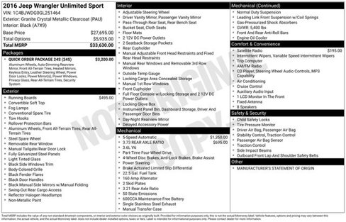 Used 2016 Jeep Wrangler Unlimited Sport w/ Quick Order Package 24S image 6