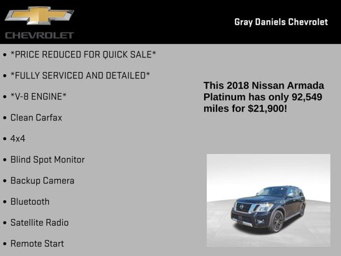 Used 2018 Nissan Armada Platinum w/ Captain Seat Package image 6