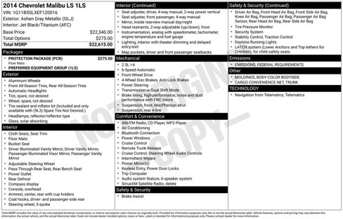 Used 2014 Chevrolet Malibu LS w/ Protection Package image 31