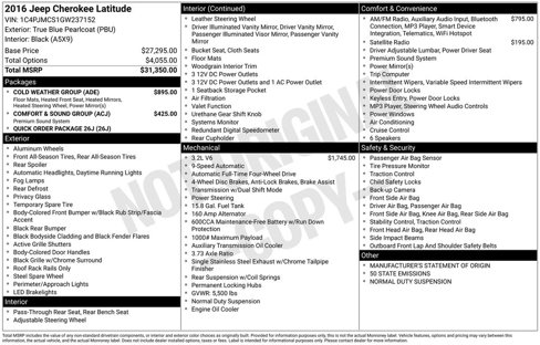 Used 2016 Jeep Cherokee Latitude w/ Cold Weather Group image 2