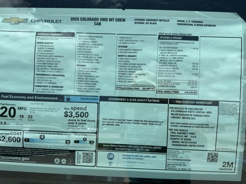 New 2025 Chevrolet Colorado W/T w/ WT Custom Package image 9