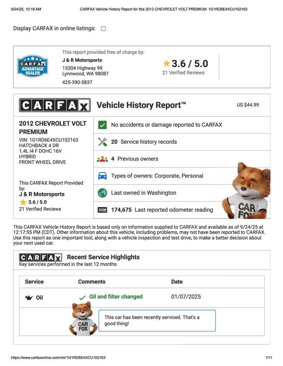 Used 2012 Chevrolet Volt Premium w/ Premium Trim Package image 26