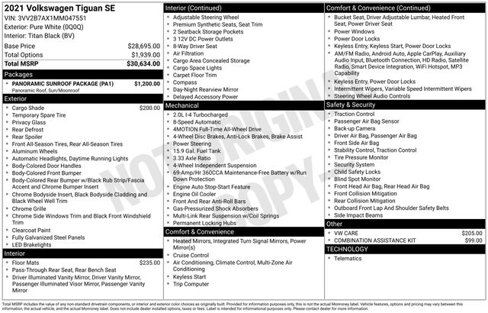 Certified 2021 Volkswagen Tiguan SE w/ Panoramic Sunroof Package image 34