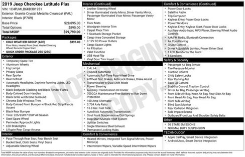 Used 2019 Jeep Cherokee Latitude Plus w/ Cold Weather Group image 6