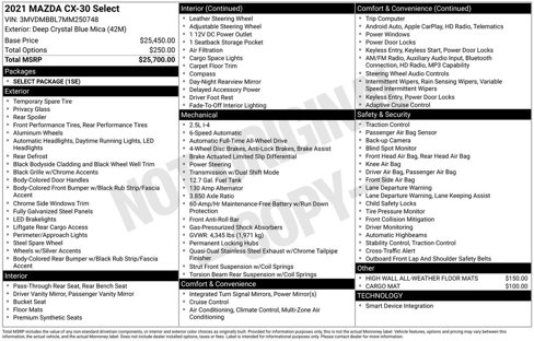 Certified 2021 MAZDA CX-30 AWD 2.5 S w/ Select Package image 38