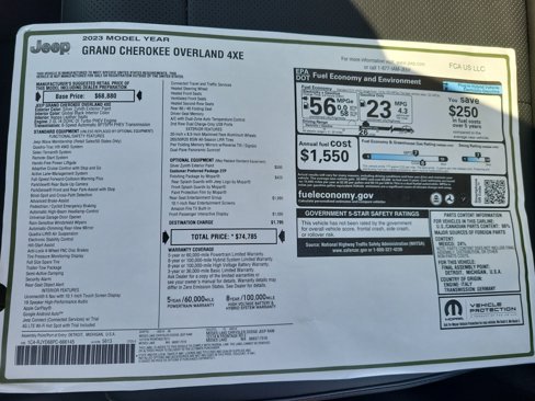 New 2023 Jeep Grand Cherokee Overland w/ Rear Seat Video Group I image 17
