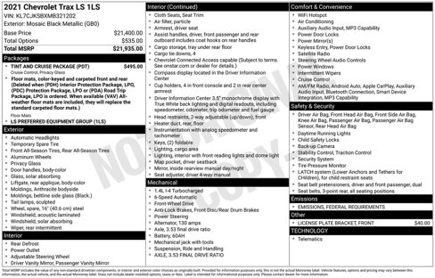 Used 2021 Chevrolet Trax LS w/ Tint and Cruise Package image 6