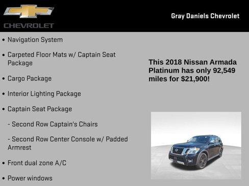 Used 2018 Nissan Armada Platinum w/ Captain Seat Package image 16