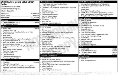 Certified 2020 Hyundai Elantra Value Edition w/ Cargo Package (C1) image 39