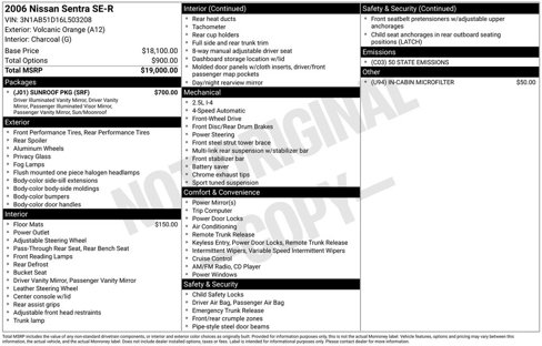 Used 2006 Nissan Sentra SE-R w/ (J01) Sunroof Pkg image 9
