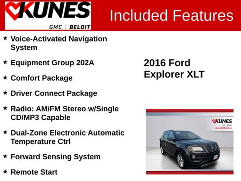 Used 2016 Ford Explorer XLT w/ Equipment Group 202A image 2