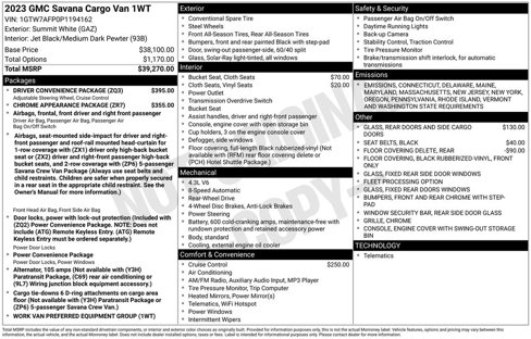Certified 2023 GMC Savana 2500 w/ Driver Convenience Package image 9