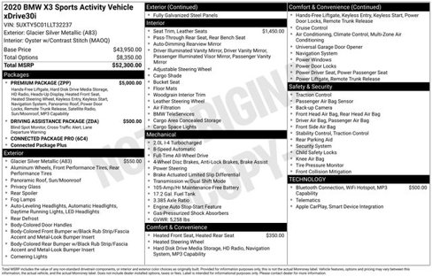Used 2020 BMW X3 xDrive30i w/ Premium Package image 38