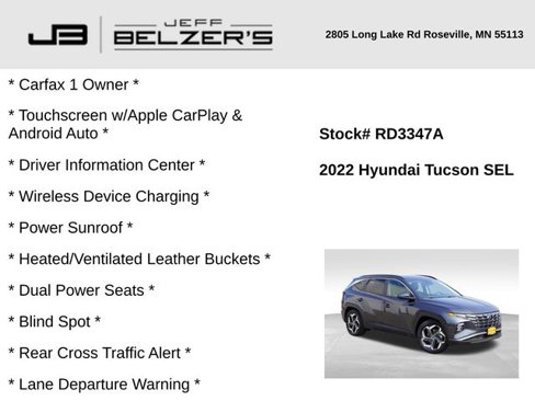 Used 2022 Hyundai Tucson SEL w/ Convenience + Premium Package image 2