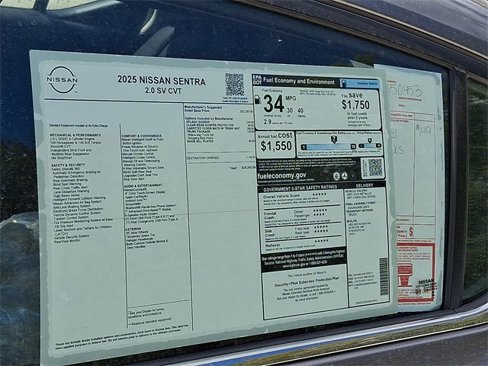 New 2025 Nissan Sentra SV w/ Trunk Package image 11