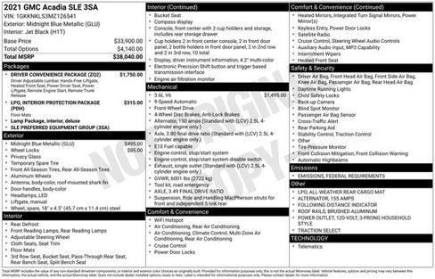 Certified 2021 GMC Acadia SLE w/ Driver Convenience Package image 5