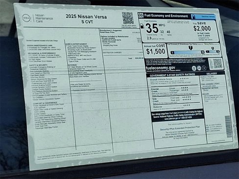 New 2025 Nissan Versa S w/ Trunk Package image 17