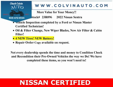 Certified 2022 Nissan Sentra SV image 2
