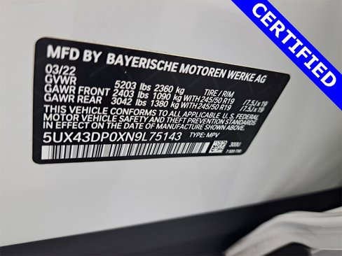 Certified 2022 BMW X3 sDrive30i w/ Convenience Package image 20