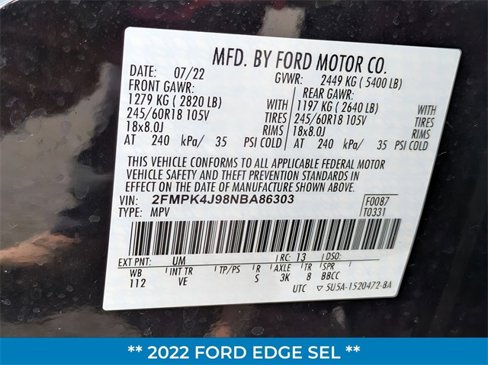 Used 2022 Ford Edge SEL w/ Convenience Package image 34