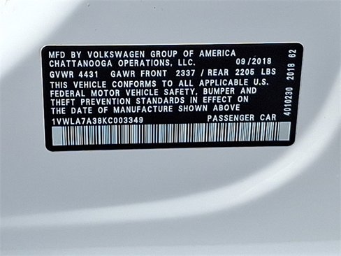 Used 2019 Volkswagen Passat 2.0T Wolfsburg w/ Wheels & Sunroof Package image 27