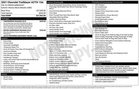 Used 2021 Chevrolet TrailBlazer ACTIV w/ Convenience Package image 10