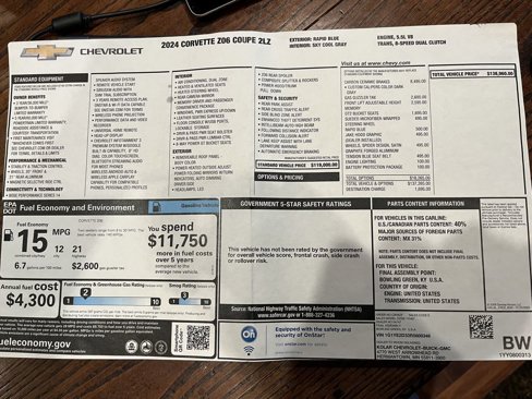 Used 2024 Chevrolet Corvette Z06 w/ Battery Protection Package image 93