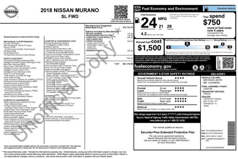 Used 2018 Nissan Murano SL w/ Cargo Package image 4