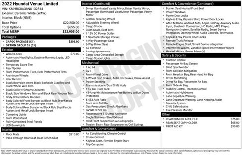 Used 2022 Hyundai Venue Limited w/ Cargo Package image 10